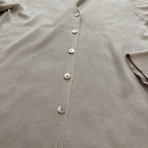 Brooks Brothers Silk Cardigan Womens M Beige Button Up Minimalist Quiet Luxury - Picture 4 of 7